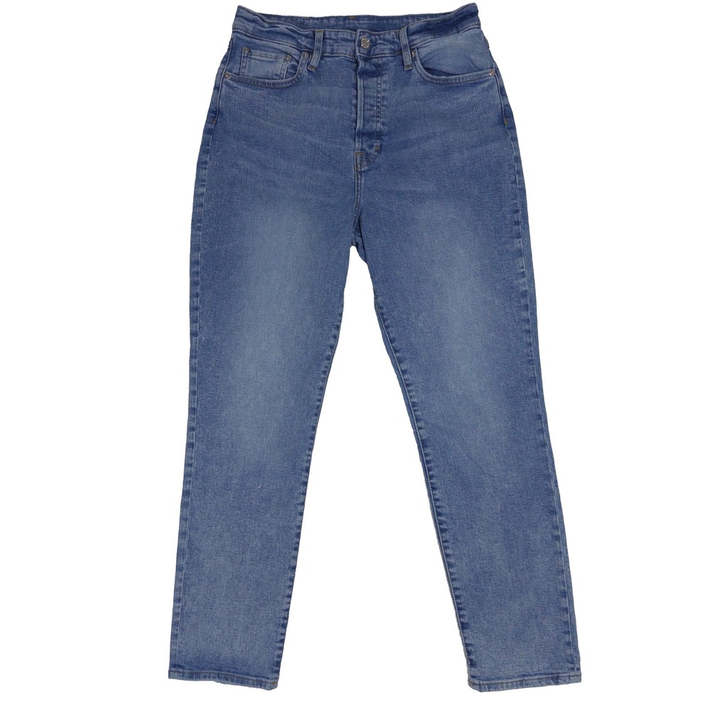 H&M Mom Jeans Size 8 Womens High Waist Tapered Leg Medium Wash Blue Denim